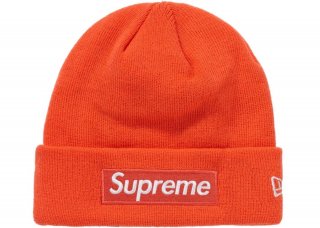 Supreme New Era Box Logo Beanie (FW18)- Bright Coral