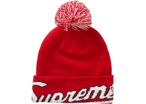 Supreme New Era Script Cuff Beanie- Red