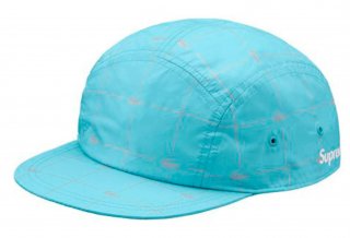 Supreme/LACOSTE Reflective Grid Nylon Camp Cap- Blue