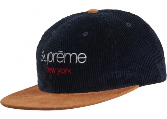 Supreme Classic Logo Corduroy 6-Panel- Navy