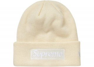 Supreme New Era Box Logo Beanie (FW18)- Natural