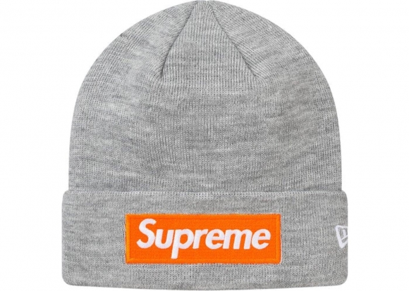 Supreme New Era Box Logo Beanie (FW17)- Heather Grey