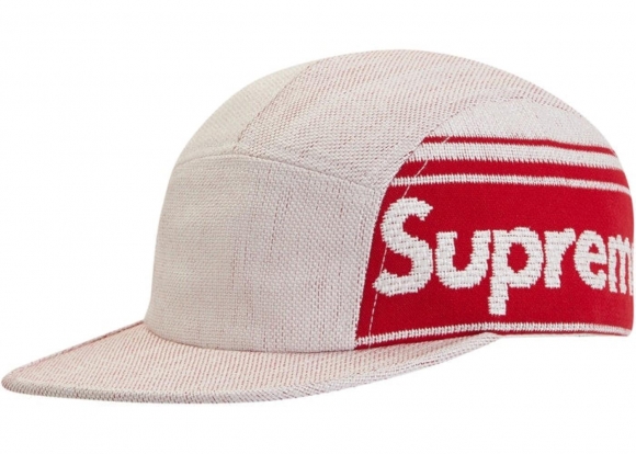 Supreme Raffia Woven Logo Camp Cap- White