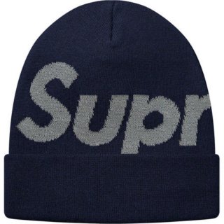 Supreme Big Logo Beanie- Navy