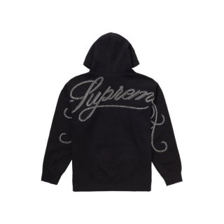 Supreme Rhinestone Script Hooded Sweatshirt - Black