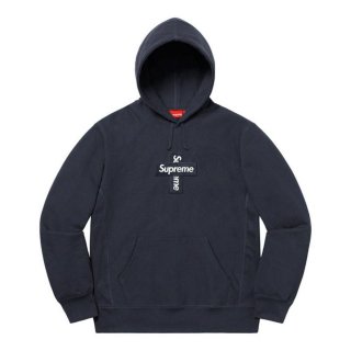 Supreme Cross Box Logo Hooded Sweatshirt- Navy