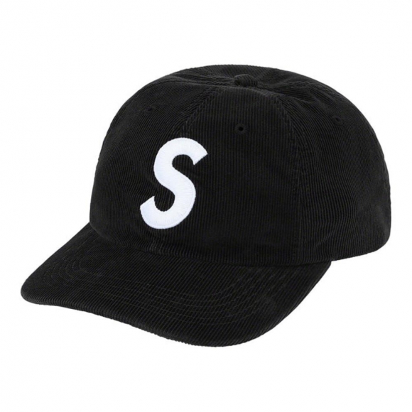 Supreme Fine Wale Corduroy S Logo 6-Panel- Black