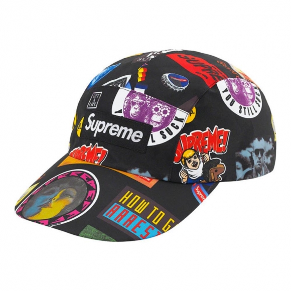 Supreme GORE-TEX Long Bill Camp Cap- Black Stickers