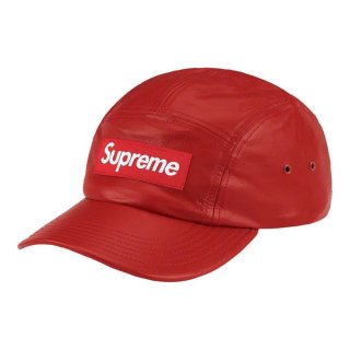 Supreme Leather Camp Cap- Red