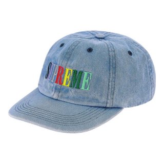 Supreme Multi Color Logo 6-Panel- Light Denim