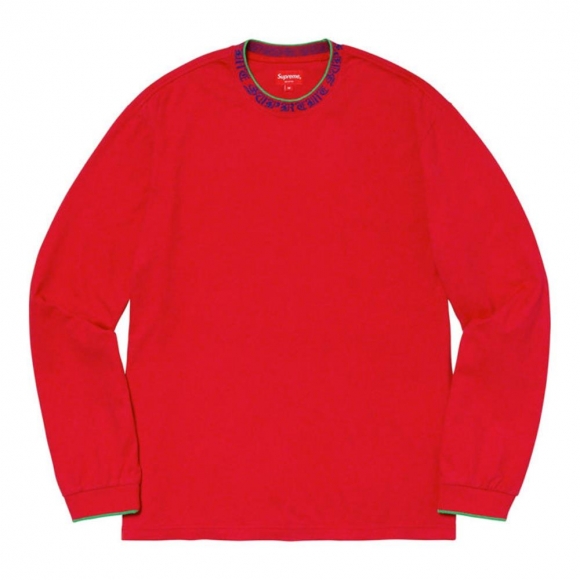 Supreme Old English Collar Logo L/S Top- Red