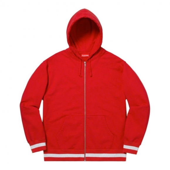 Supreme Old English Stripe Zip Up Sweatshirt- Red