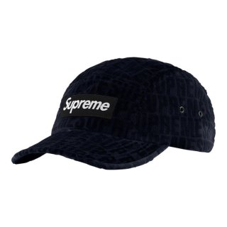 Supreme Velvet Pattern Camp Cap- Black