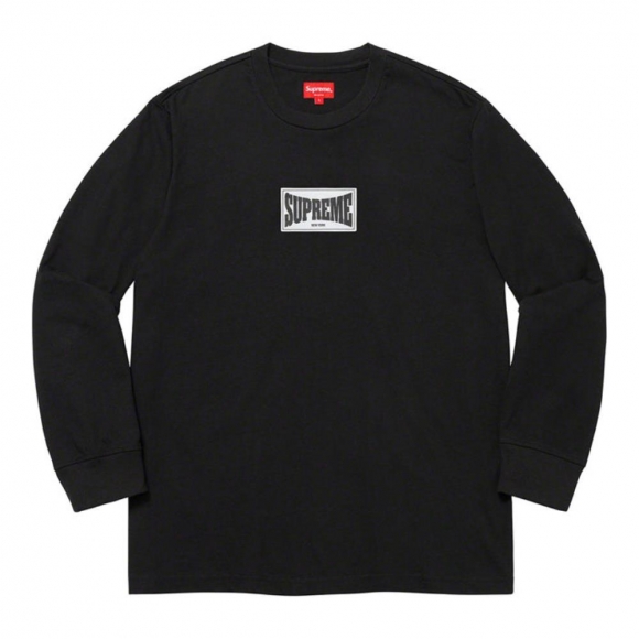 Supreme Woven Label L/S Top- Black